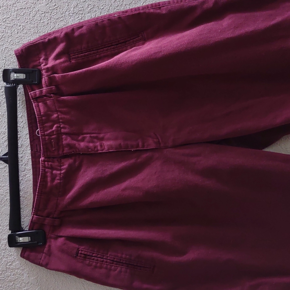 Burgundy pleated front pants